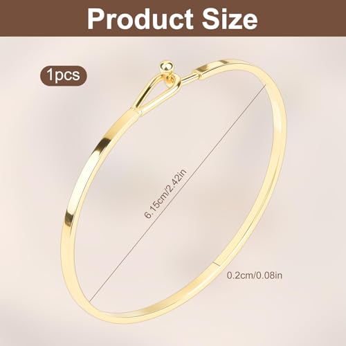 Gold Bar Bracelets for Women, 2.42“ Thin Cuff Bangle Hook Bracelet Golds Cuff Bracelet Adjustable Golden Bracelets for Women Gold Plated Handmade Minimalist Jewelry