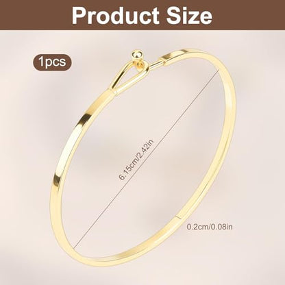 Gold Bar Bracelets for Women, 2.42“ Thin Cuff Bangle Hook Bracelet Golds Cuff Bracelet Adjustable Golden Bracelets for Women Gold Plated Handmade Minimalist Jewelry