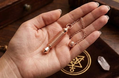 Copper Metal 16 Ring Pointed Cone Balanced Weight Healing Dowsing Divination Reiki Pendulum - color: 16 Ring Pointed Copper Metal Pendulum