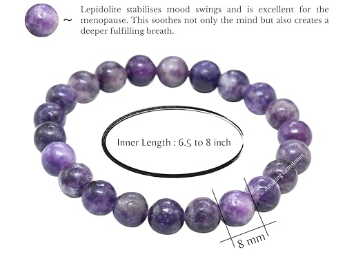 Amazing Gemstone Crystal Bracelet for Women Men's Gifts - Protection Healing Crystal Bracelet - 8mm Gemstone Beaded Stretchable Bracelet Pulseras Para Hombres Mujer Stocking Stuffers Mothers Day Gift (Lepidolite) - color: Lepidolite