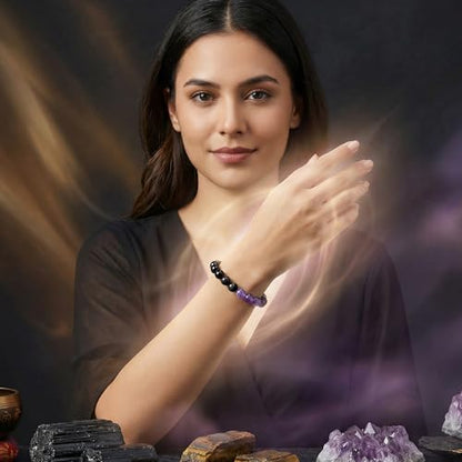 Bivei Protection Bracelet, Strength Crystal Healing Bracelet 8MM - Spiritual Stretch Beaded Jewelry for Women Men Gift - color: No Negativity