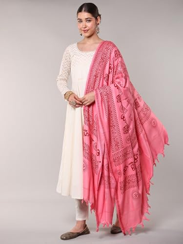 Exotic India Women's Polycotton Prayer Shawl with Printed Om Namah Shivai | Religious Pooja Mandir Wrap Stole, Scarves