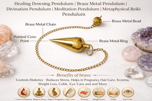 Long Cone Brass Metal Pendulum Healing Dowsing Divination Meditation Metaphysical Reiki Pendulum - color: Long Cone