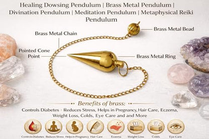 Long Cone Brass Metal Pendulum Healing Dowsing Divination Meditation Metaphysical Reiki Pendulum - color: Long Cone