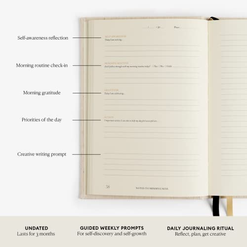 Intelligent Change Notes to Mindfulness Daily Journal for Women With Prompts to Write In, Illustrated Gratitude, Undated Guided, Hardbound Wellness x Chelsea Kauai (Linen)