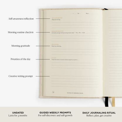 Intelligent Change Notes to Mindfulness Daily Journal for Women With Prompts to Write In, Illustrated Gratitude, Undated Guided, Hardbound Wellness x Chelsea Kauai (Linen)