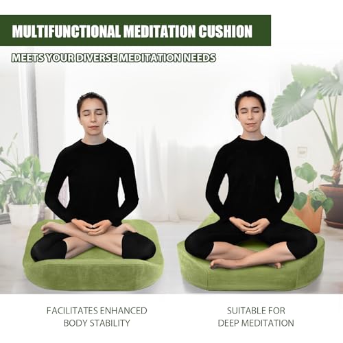 Meditation Cushion - Floor Pillow, Enlarge High Density Extremely Firm, Large Big Foam Floor Cushion Seating for Adults - Premium Yoga Pillows for Adults Gifts for Women, Men Green