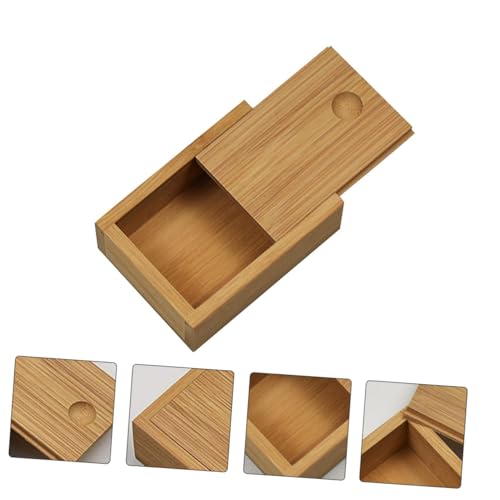 Bamboo Pull-out Lid Storage Box Chic Jewelry Case Retro Decorative Organizer for Home and Office Practical Desktop Decor