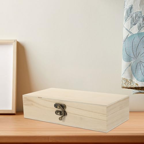 ibasenice 2pcs Wooden Jewelry Box Small Rectangular Trinket Storage Case with Flip Lid Minimalist Design 20x10x5cm Sundries Organizer for Home Vanity