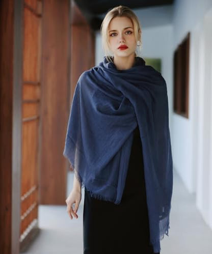 Harewom Lightweight Gauze Linen Feeling Shawl Wraps for Women Beach Summer Scarf for Evening Wedding Dresses - color: Shawl Wraps - Navy Blue