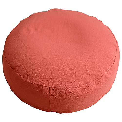 Round Meditation Cushion Breathable Cotton Linen Seat Cushion for Yoga Tatami Meditation Cushion Washable Meditation Pillow Indoor Use-White 30cm(12inch)