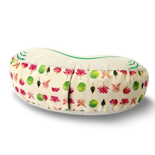 Meditation Cushion, Buckwheat Filling, Washable Organic Cotton Cover, Carry Handle, Mindful Comfort, Reduce Tailbone Pressure & Improve Posture Fuchsia Lotus - color: Fuchsia Lotus