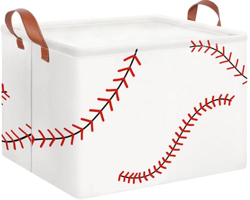 CLOCOR Rectangular Storage Basket Empty,Waterproof Storage Bin with Handles(Baseball Stitching) - color: Baseball Stitching