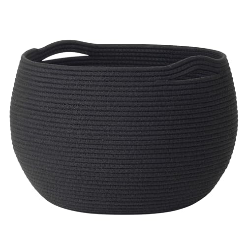 Goodpick Large Toy Storage for Kids, Black Baby Basket for Baby Shower, Decorative Woven Rope Basket for Nursery Living Room, 15.7"D x 10.5"H - color: Black, size: 15.7"D x 10.5"H