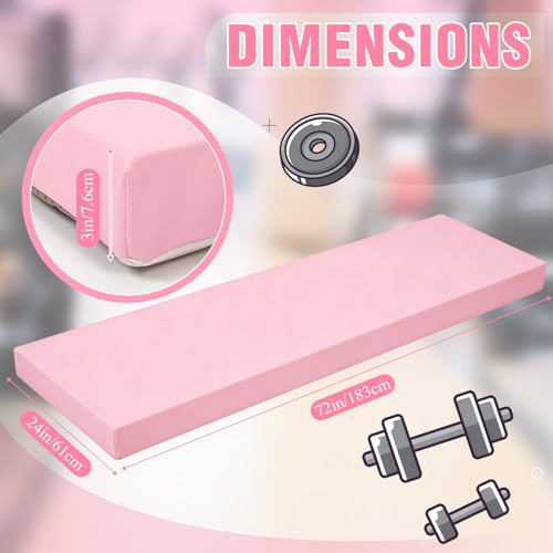 Lyrow 3 Inch 72"x 24" Thick Foldable Yoga Mat with Carry Strap, Non-slip Portable Foam Gym Mat for Yoga, Pilates and Stretching - color: Peach Pink