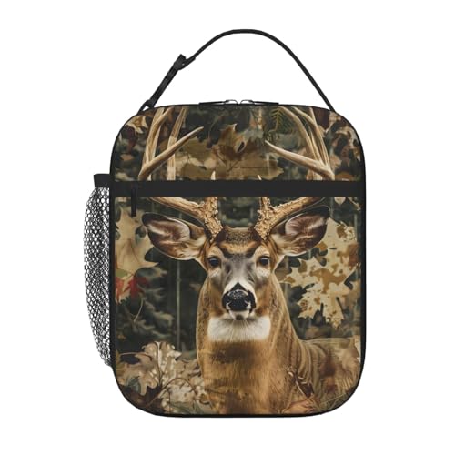 Deer Lunch Bag for Women Men Girl Boy Double Insulated Leakproof Lunch Box Tote Bag Cooler Lunch Organizer for Work Picnic Travel Camping - color: Deer02
