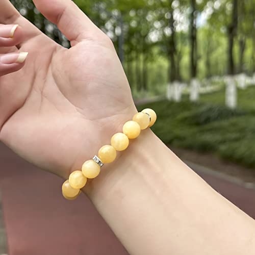 Healing Bracelet For Women Anxiety Crystal Bracelet Chakra Beaded Bracelets Rose Quartz Crystals And Healing Stones Yoga Bead Bracelet Calming Stretch Bracelet Stress Relief Gifts For Women - color: Yellow-Jade