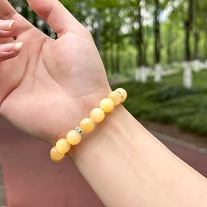 Healing Bracelet For Women Anxiety Crystal Bracelet Chakra Beaded Bracelets Rose Quartz Crystals And Healing Stones Yoga Bead Bracelet Calming Stretch Bracelet Stress Relief Gifts For Women - color: Yellow-Jade
