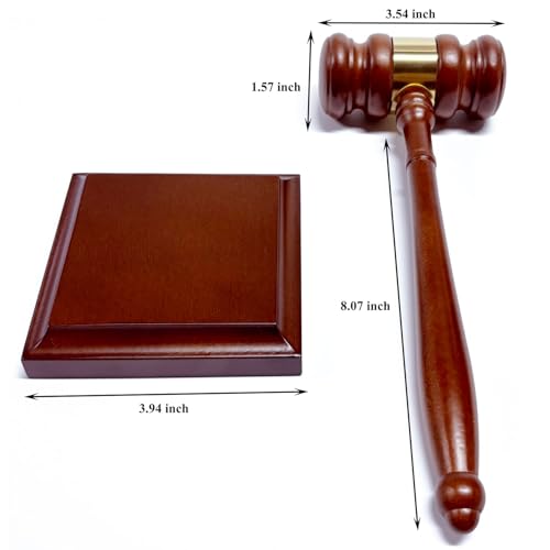 Handmade Wooden Gavel and Block Set Perfect for Lawyer Judge Auction Sale,Gifts for Children Student Meetings Club Presidents