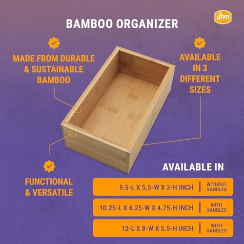YBM Home Bamboo Storage Boxes without Handle, Organization Storage for Kitchen, Living Room, Bathroom, Office, Small - size: 9.5" L x 5.5" W x 3" H