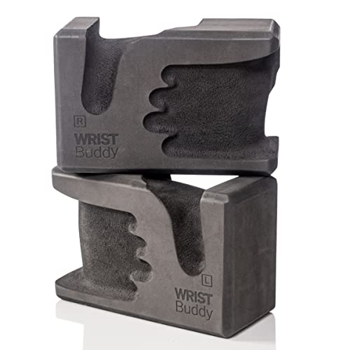 WRISTBuddy® Yoga Blocks 2-Pack (Left + Right) — Ergonomic, Hand-Shaped EVA Blocks for Wrist Relief & Better Grip | Doctor-Designed Support for Yoga, Pilates, Handstands, Push-Ups & Rehab - color: Black
