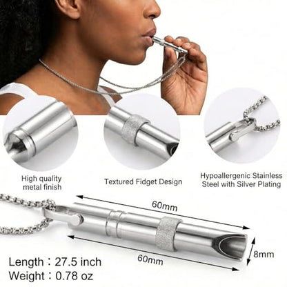 Breathing Easy Necklace, Mindfulness Breathing Stainless Steel Pendant for Stress Relief, Anxiety Management & Smoking Cessation Aid, Intricate Engraving for Men Women - color: Rotating Fidget Ring-Sliver