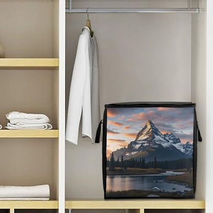 Mount at Sunset Organizer Storage Bags Soft Storage Bags with Zipper Thick Breathable Comforter Organizer with Carrying Handles Large Bag for Sheets Blankets Bedding Pillows Clothes
