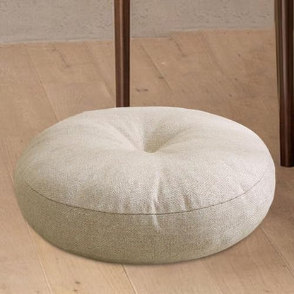 Meditation Cushion Round Floor Pillow Premium Cotton Linen Multifunctional 50x15cm for Tea Ceremony Chair Sofa Bedroom Office, Beige - color: Beige