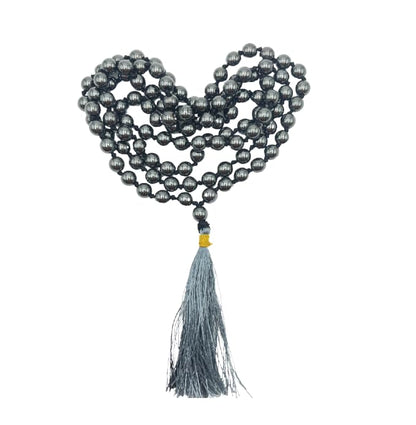 GEMSCITE Japa Mala 108 Prayer Beads Perfect for Meditation Spiritual Mala Necklace & Wrist Mala Bracelet - color: Hematite, size: Hand Knotted