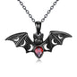 Sterling Silver Cute Animal Pendant Necklace Fox/Snake/Unicorn/Owl on Moon/Rabbit/Horse Necklace Jewelry for Women Mom Sister - style: Black Bat