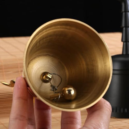 Handheld Bell Golden Buddhist Ritual Bell Decorative Craft Meditation and Ceremonies Home Decor ChimeTrident Chime