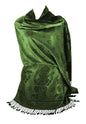 OMA Lord Ganesh And Om Meditation Prayer Shawl Scarf Reversible Double Weave - color: Green