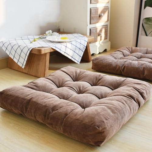 Square Meditation Pillow, Large Floor Pillow Cushion,Solid Thick Tufted Seat Cushion Janpanese Quilted Chair Mat for Balcony Bedroom Tatami Living Room(55x55cm, G) - color: G