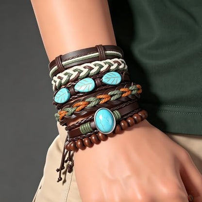 Gothic Bracelet Adjustable Punk Braided Leather Multilayer Grunge Set Bracelets Emo Metal Cuff Wrap Bangles Meaningful Gift - color: J-BZ-19