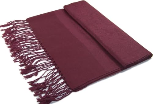 Pashmina Shawl Wrap for Women Soft Lightweight Multi-Purpose Scarf for Weddings, Parties & Casual Wear - color: Dark Burgundy-pl1885