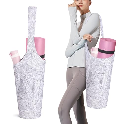 IwIeIaIrI Yoga Mat Bag for Women with Large Size Pocket and Zipper Pocket,Yoga Bag Mat Carrier Holder Fits Most Your Stuff,Yoga Accessories Gifts - color: White-Polyester