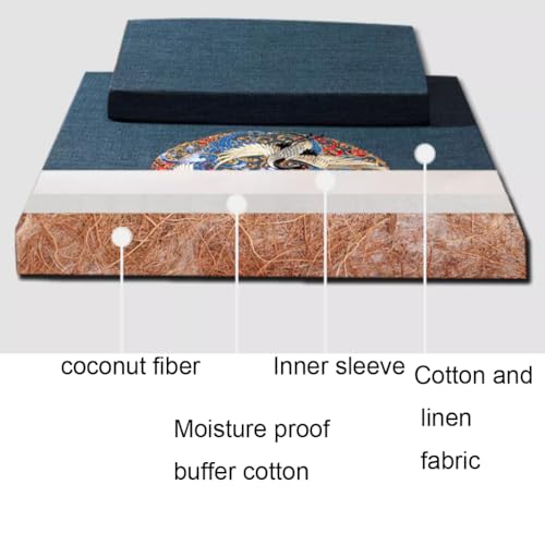 Square Meditation Cushion Mat Set with Washable Cotton Linen Cover, Larger Thick Yoga Mat Bolster Floor Pillows Seating for Adults Meditation Accessories I-60CM