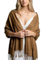 Achillea Lightweight Pashmina Scarf for Women – Soft Silky Shawl Wrap for Evening Dresses, Bridesmaids & Everyday Wear - color: Cocoa Brown