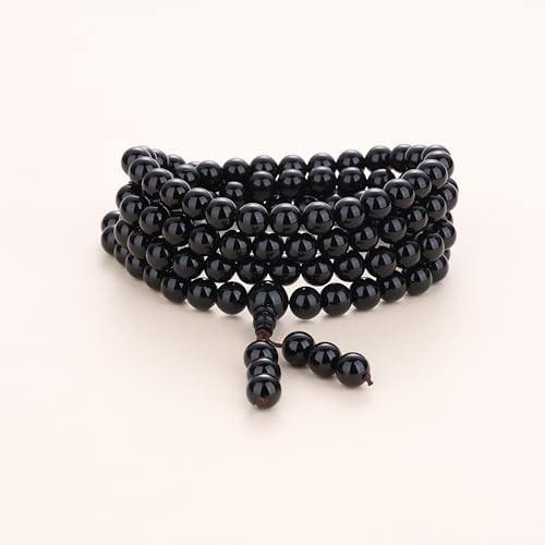 108 Beads Obsidian Stone Mala Bracelet Necklace - style: 8mm Onyx