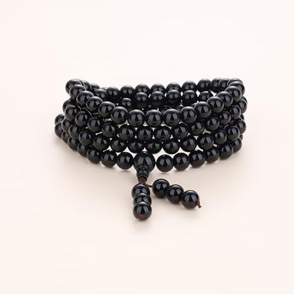 108 Beads Obsidian Stone Mala Bracelet Necklace - style: 8mm Onyx