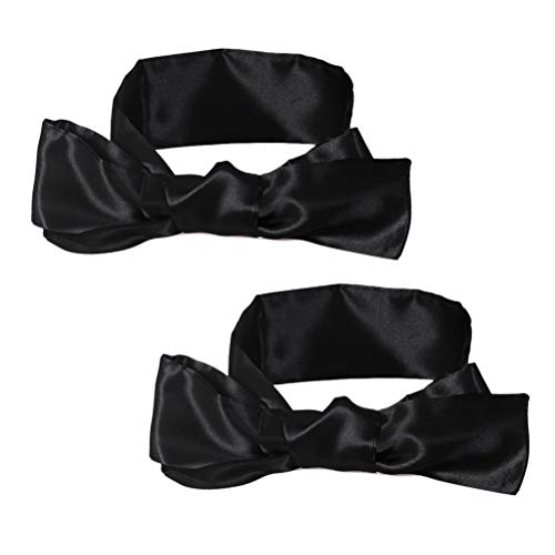 2Pcs Satin Eye Mask Sleep Mask, 157cm/62inch Adjustable Blindfold Soft Satin Eye Covers Gifts for Women for Travel, Nap, Meditation,157cm/62inch(Black) - color: Black