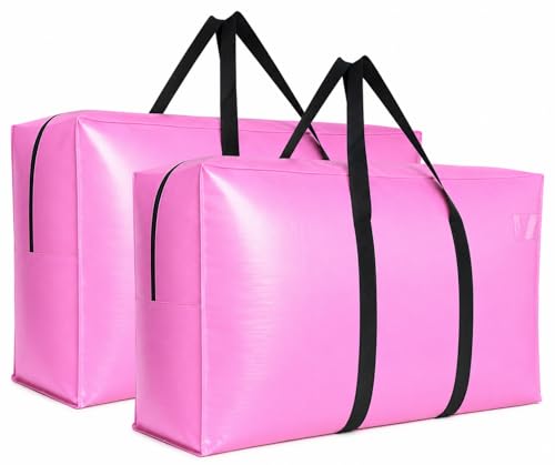 Extra Large Storage Bags, Jumbo Moving Tent Storage Bags, Foldable Big Pink XXL Duffle Bag for Travel,Christmas Tree Bag, 42x23x13.5inch - 2PACK - color: Pink-2 PACK, size: 42"L x 13.5"W x 23"H