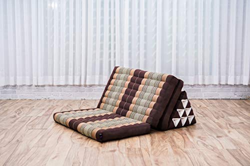 Leewadee 3-Fold Mat XXL with Triangle Cushion – Firm TV Pillow, Foldable Mattress with Cushion Made of Kapok, 67 x 31 inches, Brown - color: Sf10 - Brown, size: 3 seating segments XL