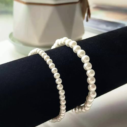 Zeffy Gold Pearl Beaded Bracelet for Women, 14K Gold Plated Jewelry Set With Paperclip Link Chain, Trendy Stack Bracelets - style: 2PCS Pearl Bracelet(4MM&6MM)