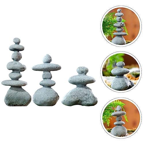 YARNOW Simulated Stacking Ornaments 3Pcs Mini Zen Garden Rocks for Aquarium Decoration Japanese Style Balanced Stones Sculpture for Outdoor Patio and Home D Cor