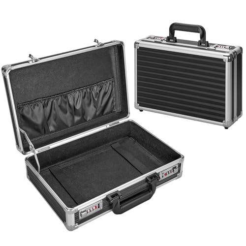 File Organizer Storage Box - 14.2 x 9.4 x 4.5 Inch Medium, Portable Locking Storage Totes with Dual Combination Locks for Cash, Documents & Valuables - Black - color: Black, size: Medium