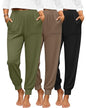 3 Pack Women's Lounge Pants Yoga High Waist Sweatpants Workout Lightweight Casual Joggers Comfy Pajama with Pockets - color: Black, Coffee, Army Green, size: X-Large
