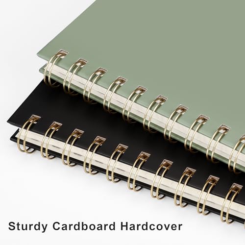 RETTACY Lined Journal Notebook, 140 Numbered Pages, A5 Medium Size (5.7'' x 8.3''), for Men & Women, Journaling, Writing, Work & Office, Spiral-bound, Hardcover, 100 GSM Thick Paper (Light Green)