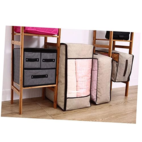 Cabilock Foldable Non-Woven Storage Bag for Quilts and Clothes Light Grey Sturdy Fabric Zipper Closure for Organizing Bedding and Apparel
