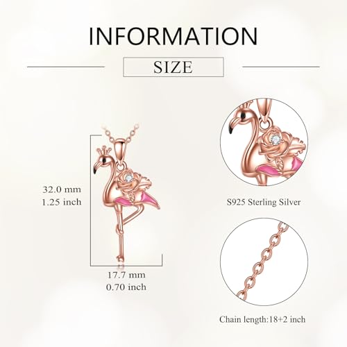 Animal Necklace 925 Sterling Silver Pendant Jewelry Gift for Women Animal Lover - style: Flamingo